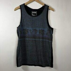 Urban Pipeline Shirt Men Sz Medium Black Gray Graphic Print Sleeveless‎ Tank Top